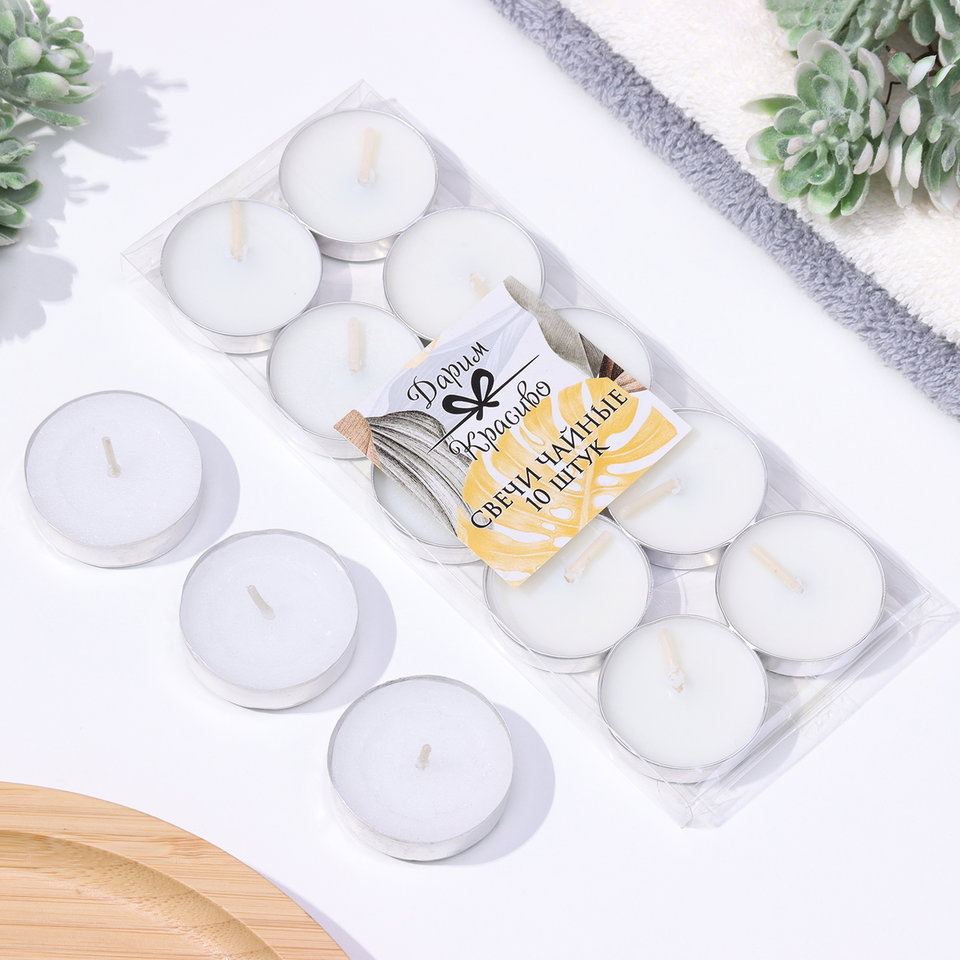 свеча чайная Классика бело-зеленая 2385850