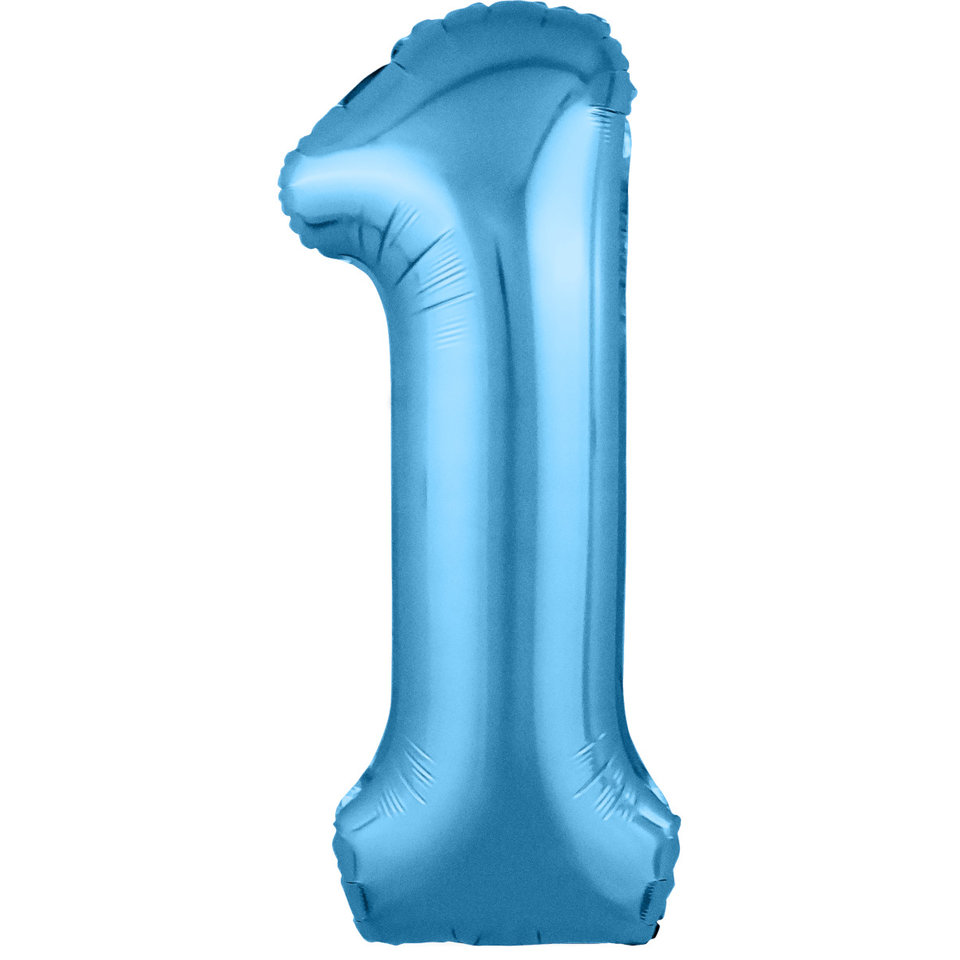 шар фольгированный Цифра 1 холодный голубой 102см 754481