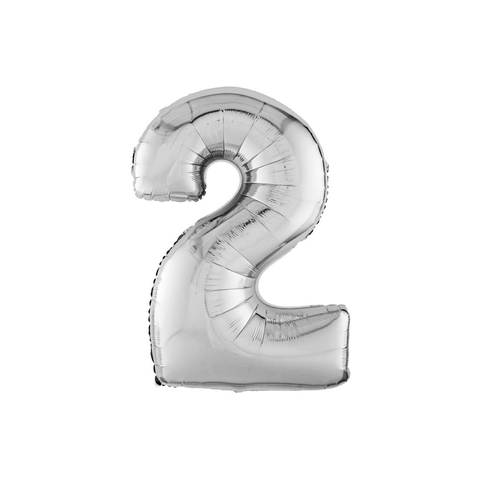 шар фольгированный Цифра 2 серебро 102см 753781