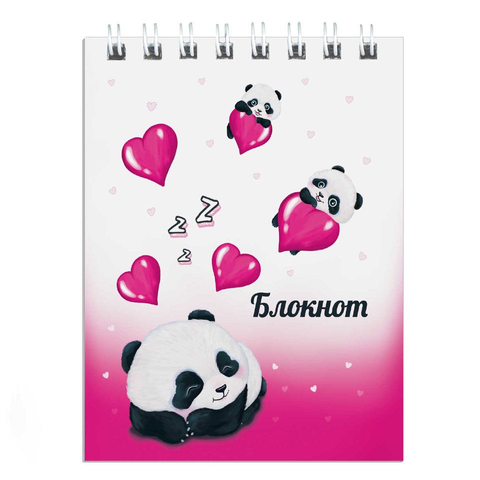 блокнот А7 40 листов Влюбленная Панда на гребне 62414