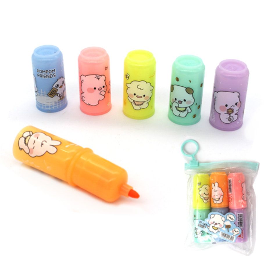 маркеры тесктовыделители набор 6 цветов скошенный наконечник Баночки ct-88