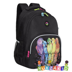 рюкзак для девочки Grizzly rg-360-6/1 Попугаи черный
