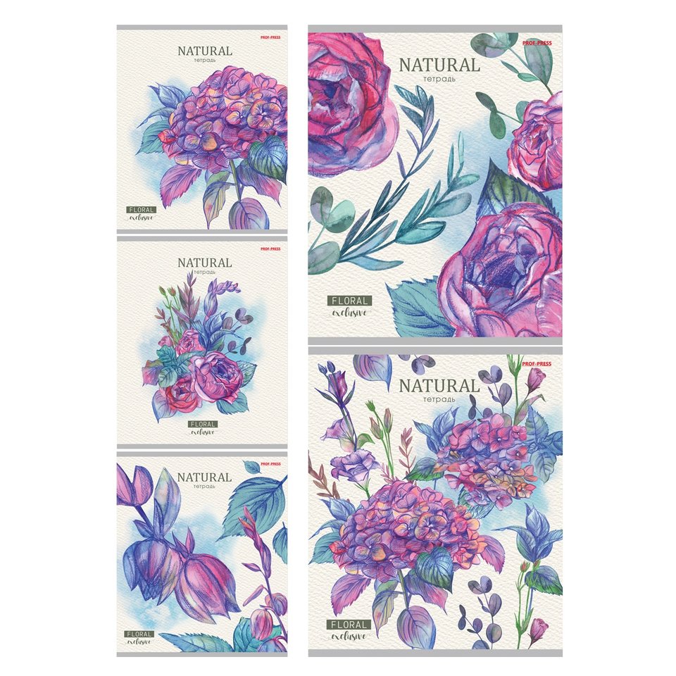 тетрадь 24 листа Нарисованные Цветы в линейку 24-3117