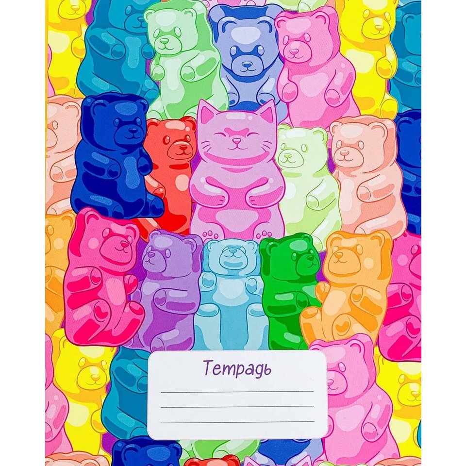 тетрадь 18 листов Мармеладные Мишки в клетку тм-тр-32