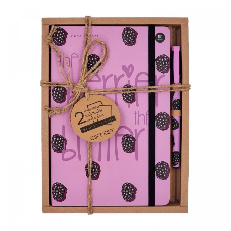 записная книжка А5 100л Ягоды ежевика набор с ручкой 3-477 07-2