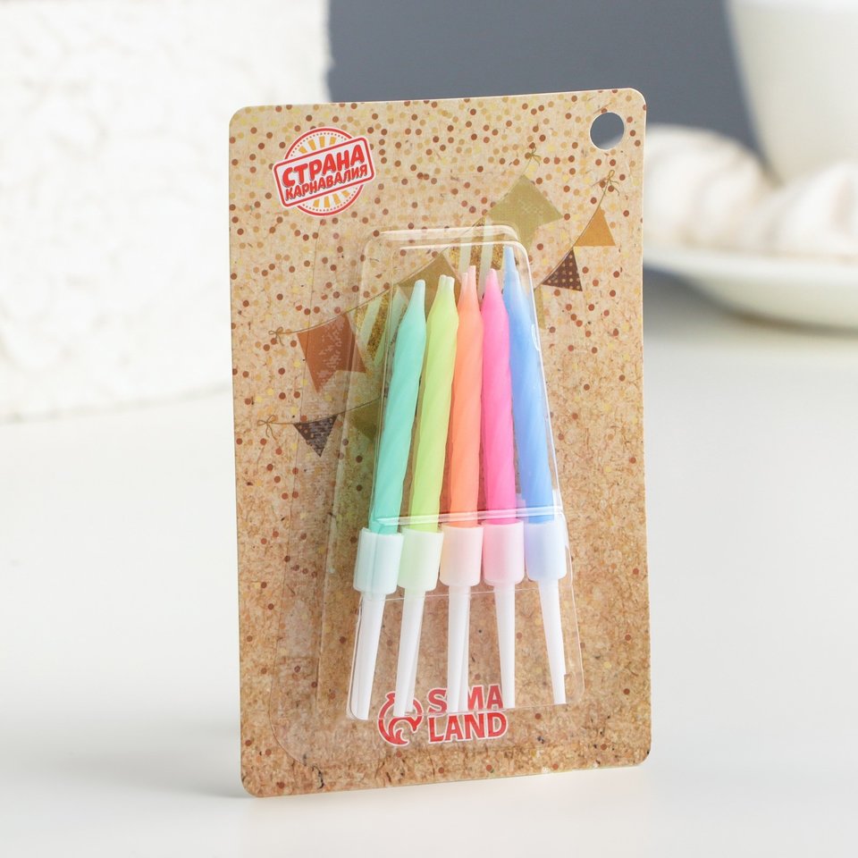 свечи для торта Неон с подставками 10 штук 3119580