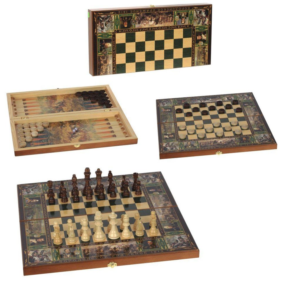 набор настольных игр Бородино шахматы, шашки, нарды 716038