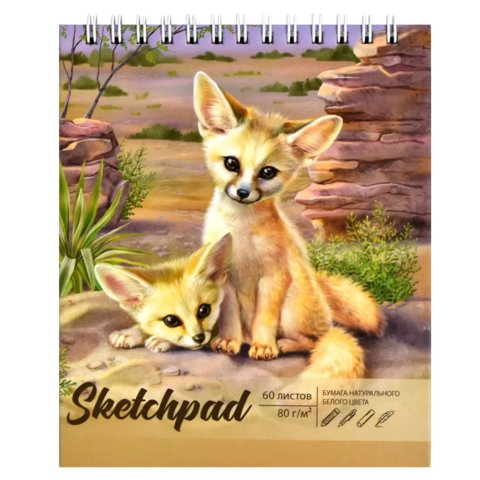 скетчбук А6 60 листов Милые Ушастики 80г/м на гребне 61525