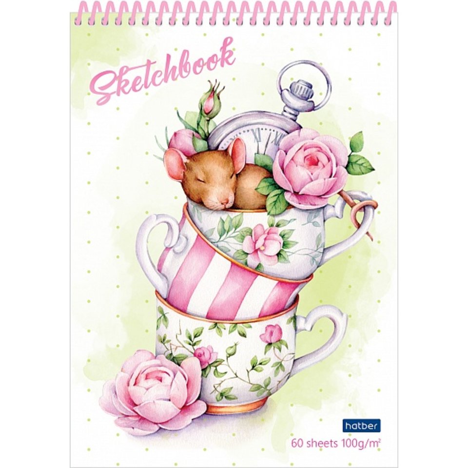 скетчбук А5 60 листов Нежная Акварель 100г/м на гребне 22399 061003