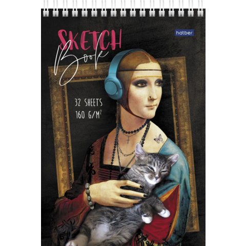 скетчбук А5 32 листа Коты В Искусстве на гребне 160г/м 28290 077522