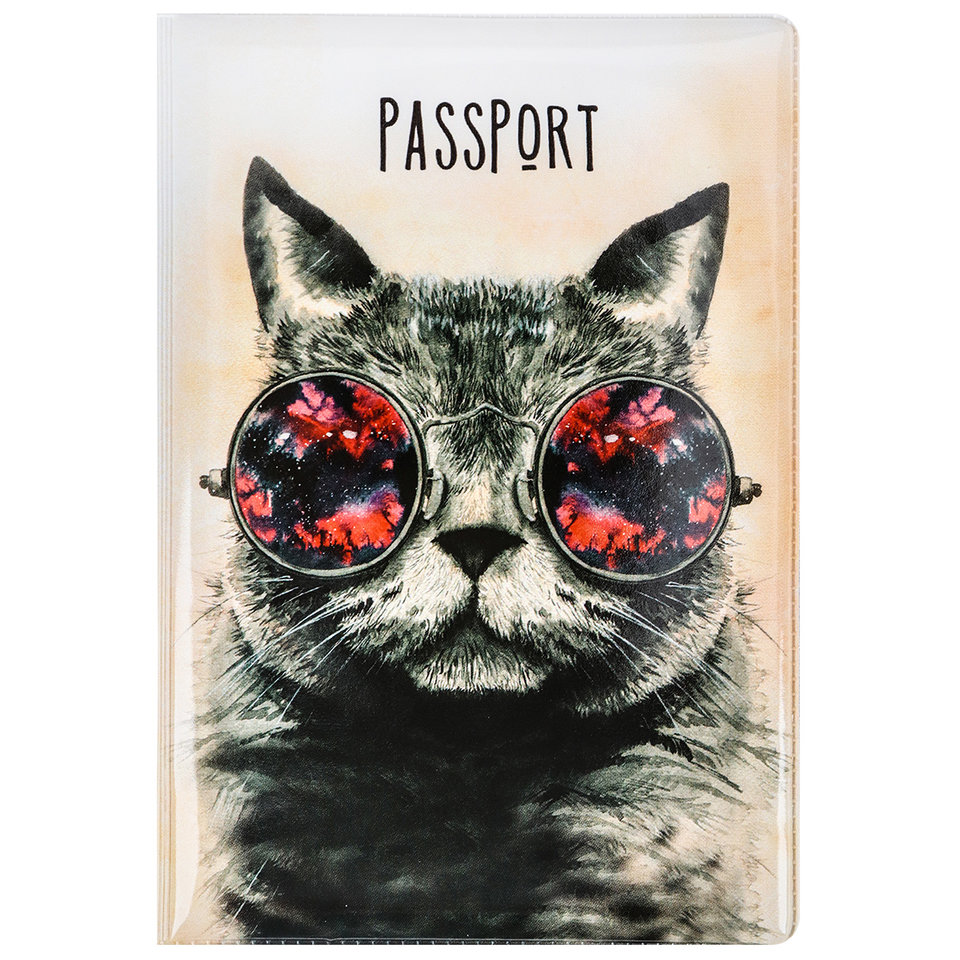 обложка для паспорта Космо Кот ПВХ оп-4853
