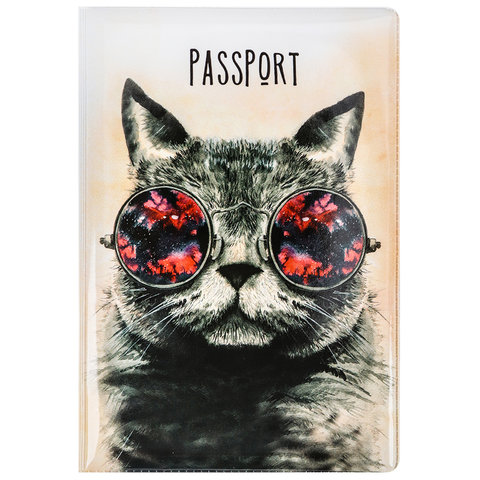 обложка для паспорта Космо Кот ПВХ оп-4853