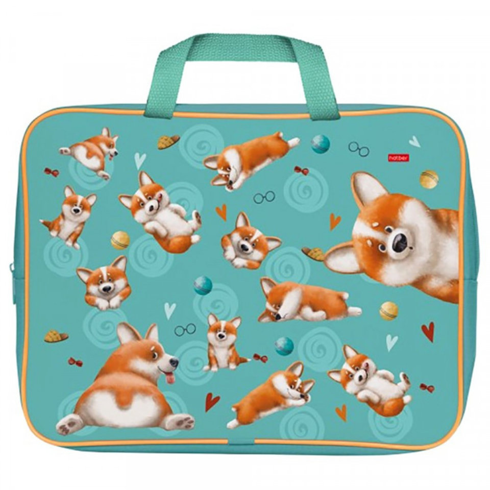 папка для тетрадей с ручками Чудо Корги текстиль 61244 079923