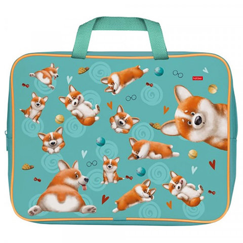 папка для тетрадей с ручками Чудо Корги текстиль 61244 079923