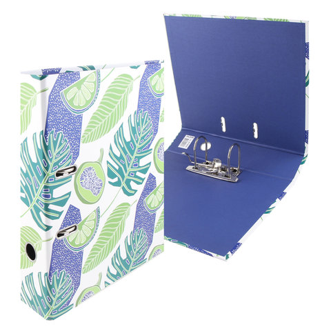 папка-регистратор А4 75мм Klerk Lime in Leaves ламинированный картон 211835