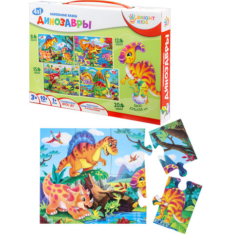 пазл 4в1 макси Динозавры напольный п-0492