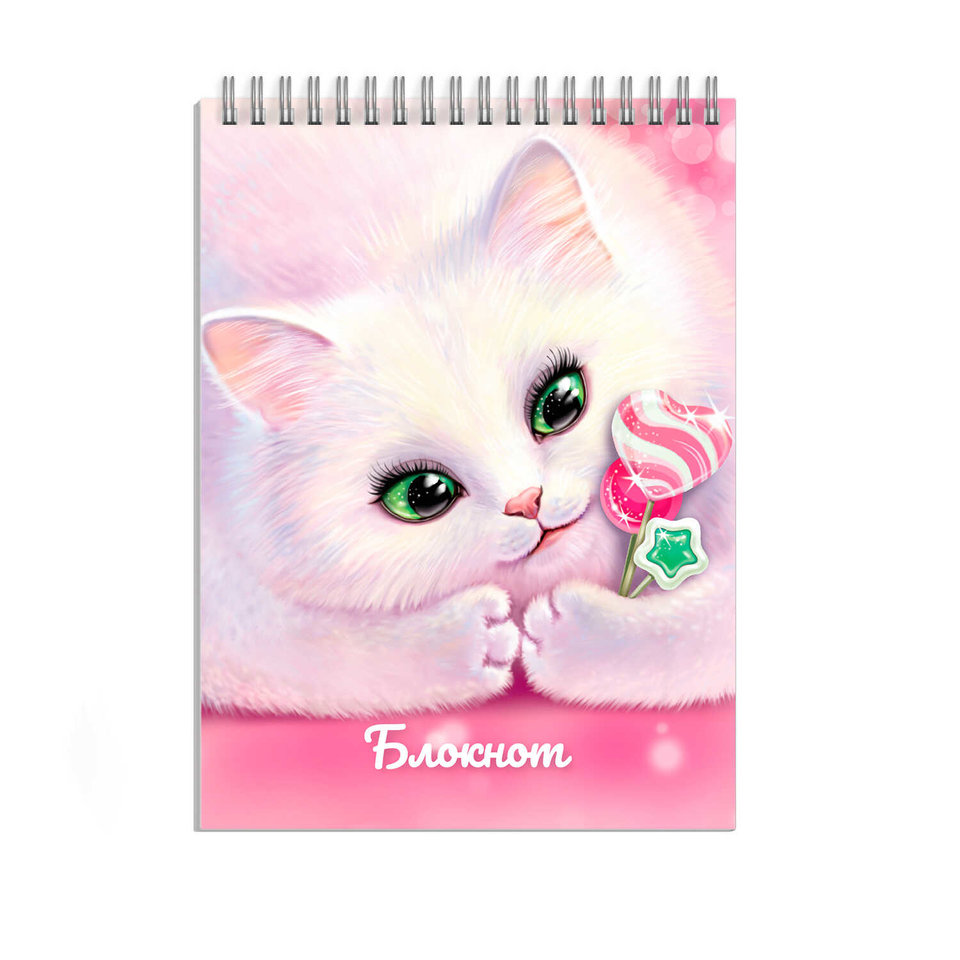 блокнот А7 40 листов Кошка Сладкоежка на гребне 62957