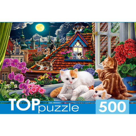 пазлы 500 Котята на крыше п500-0734