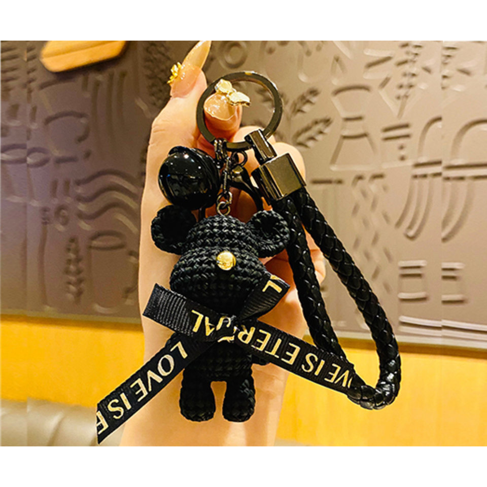 брелок Вязанный Мишка черный mm-27