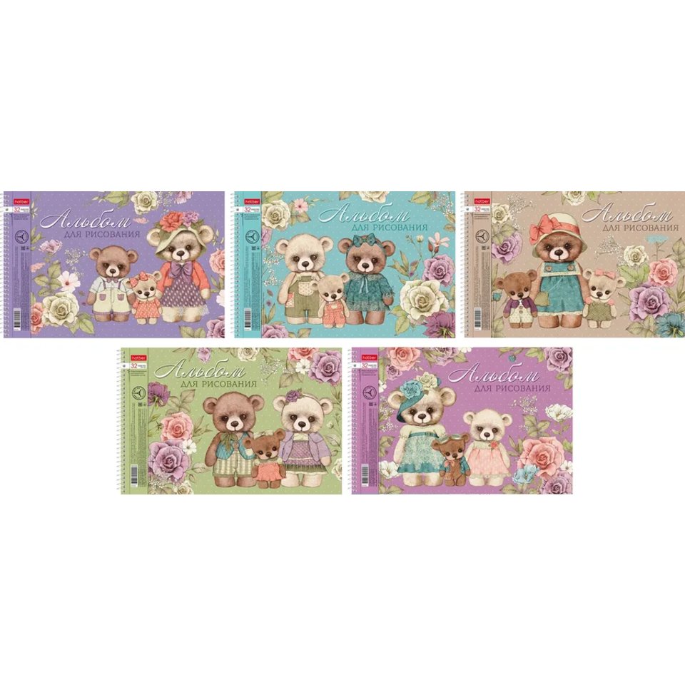 альбом для рисования 32 листа Любимые Топтыжки на спирали с отрывочной перфорацией 079795