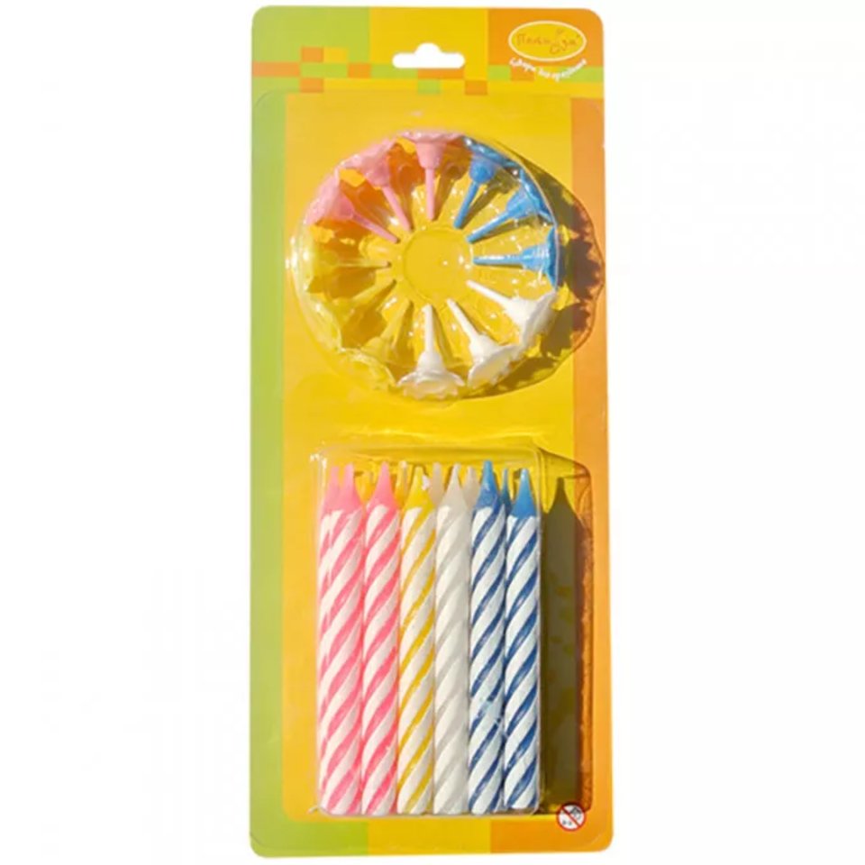 свечи для торта 2-х цветные 12шт 24949