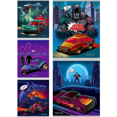 тетрадь 24 листа Тачки Супергероев в линейку 3114