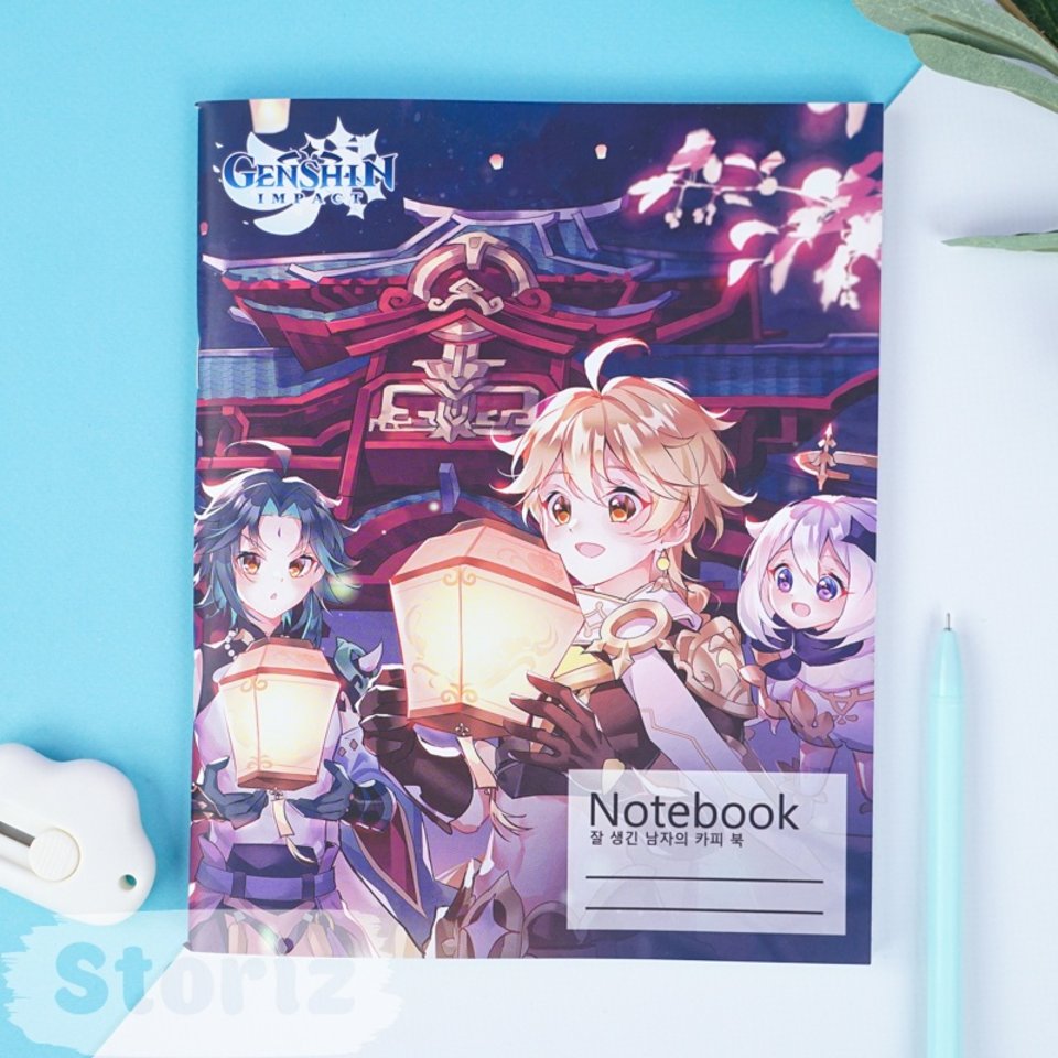 тетрадь 48 листов Genshin Impaсt Ночь в клетку рт-00014853 аниме