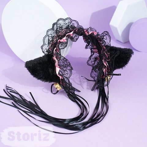 карнавальный ободок Lolita Neko белый с розовой ленточкой рт-00014353 аниме