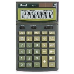 калькулятор настольный 12 разрядов Uniel двойное питание ud-41gm зеленый