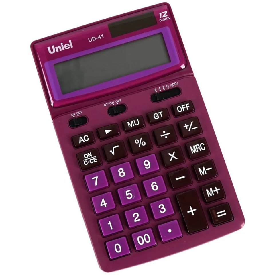 калькулятор настольный 12 разрядов Uniel двойное питание ud-41pn розовый