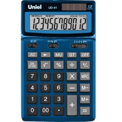 калькулятор настольный 12 разрядов Uniel двойное питание ud-41sb синий