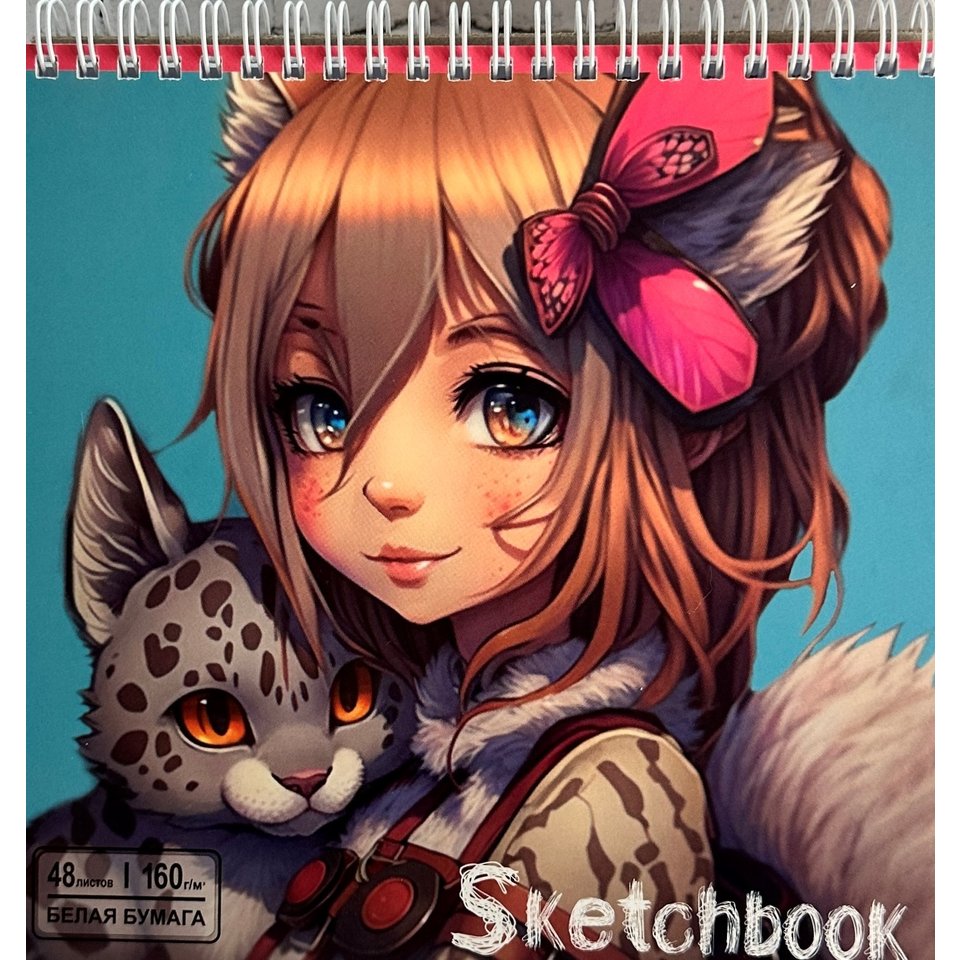 скетчбук А5 48 листов Animals Girl 160г/м на гребне 72057