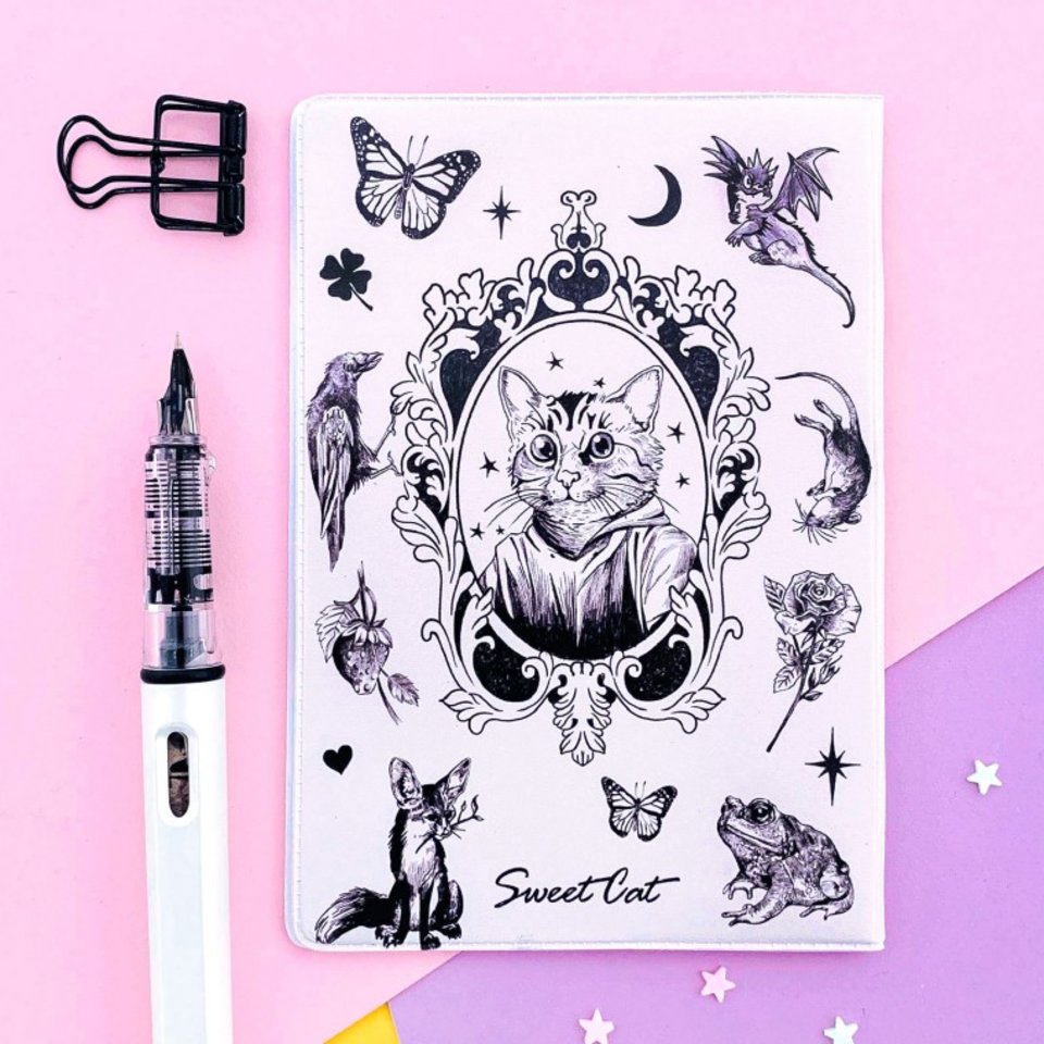 обложка для паспорта Портрет Котика пст-40