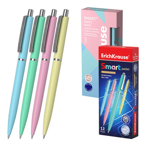 ручка шариковая Smart matic pastel ассорти автоматическая синяя 55389
