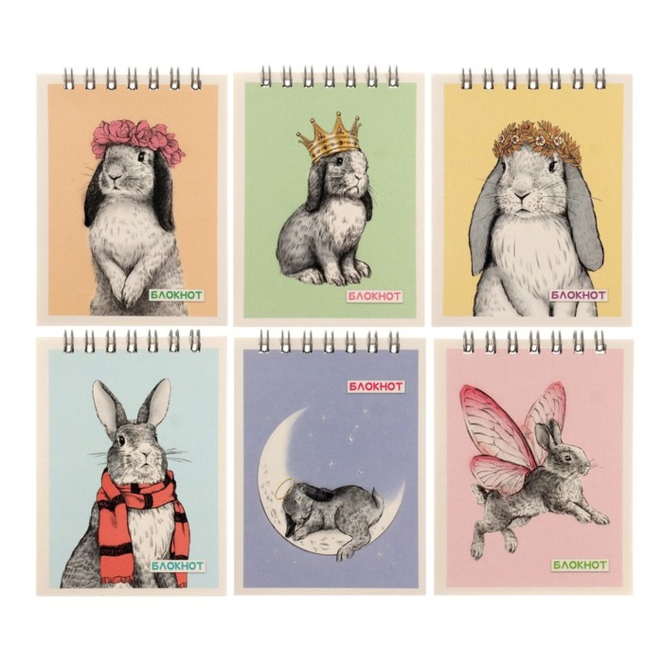 блокнот А7 40 листов Кролики на гребне 410008