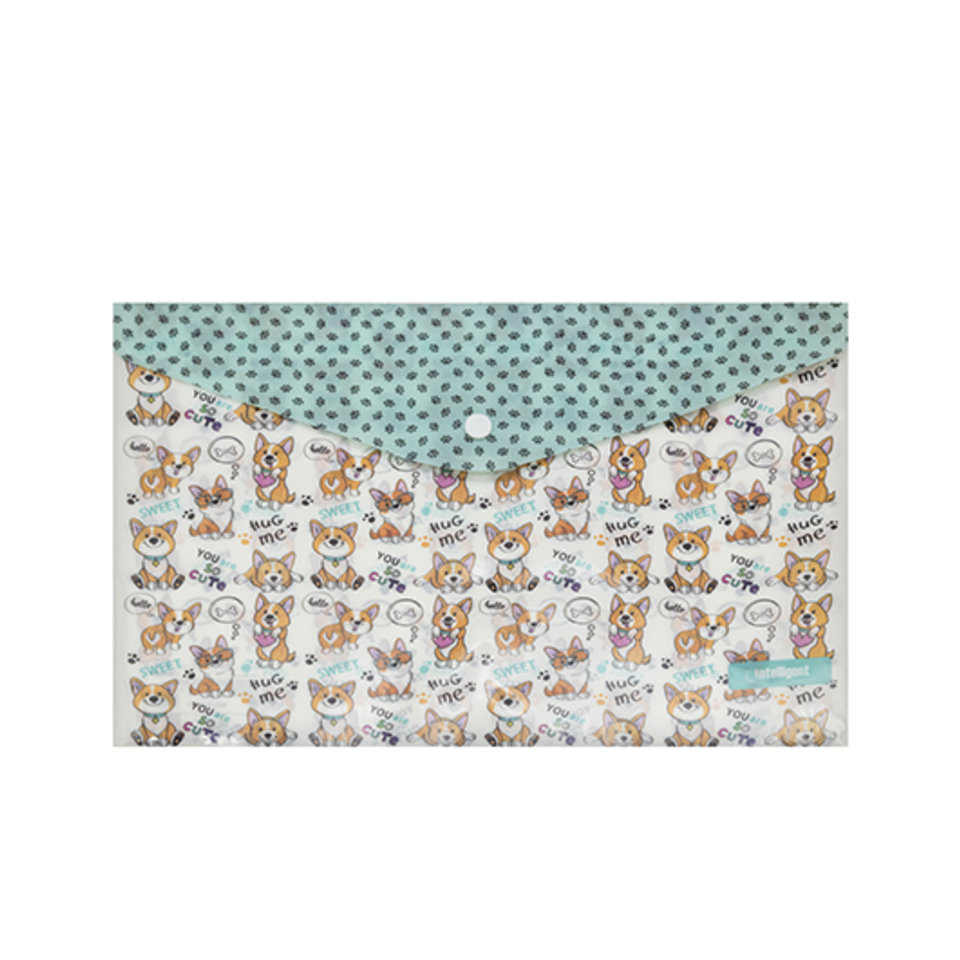 папка-конверт на кнопке А4 Забавные Корги ck-31258