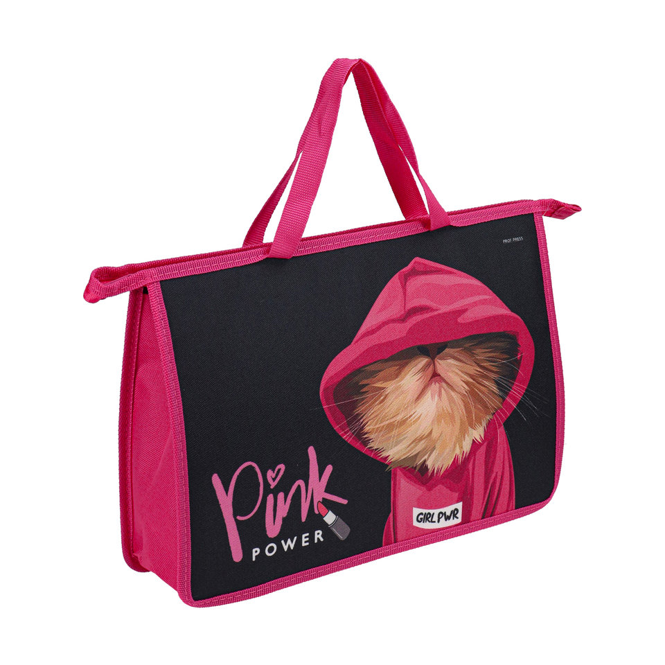 папка для тетрадей А4 с ручками Кошка в розовом текстиль 8615