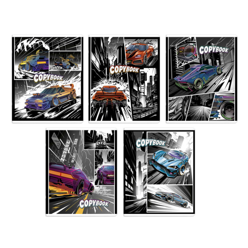 тетрадь 48л Яркие тачки клетка 64429