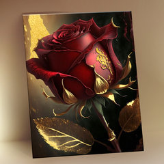 картина по номерам Красная Роза с поталью 15х20см kh1183p