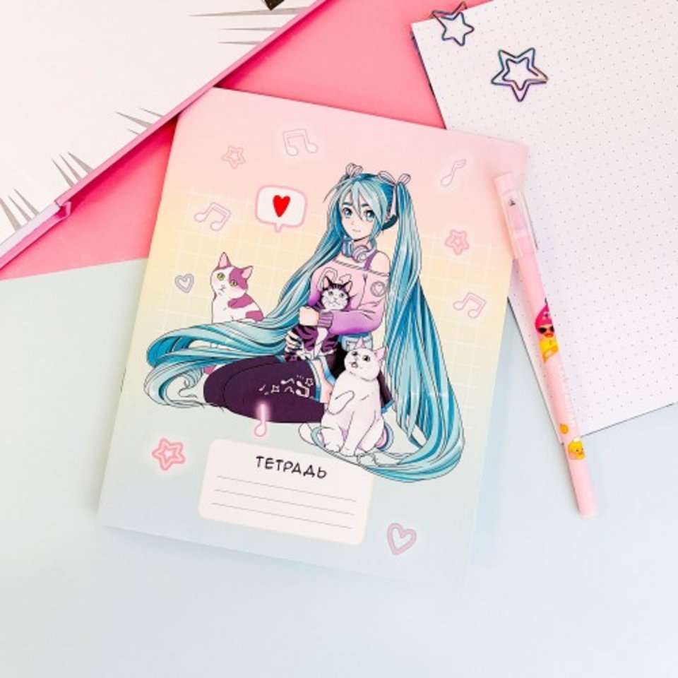 тетрадь 24 листа Мику в клетку ак-трв-15