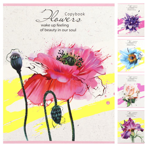 тетрадь 96 листов Удивительные Цветы в клетку 1256