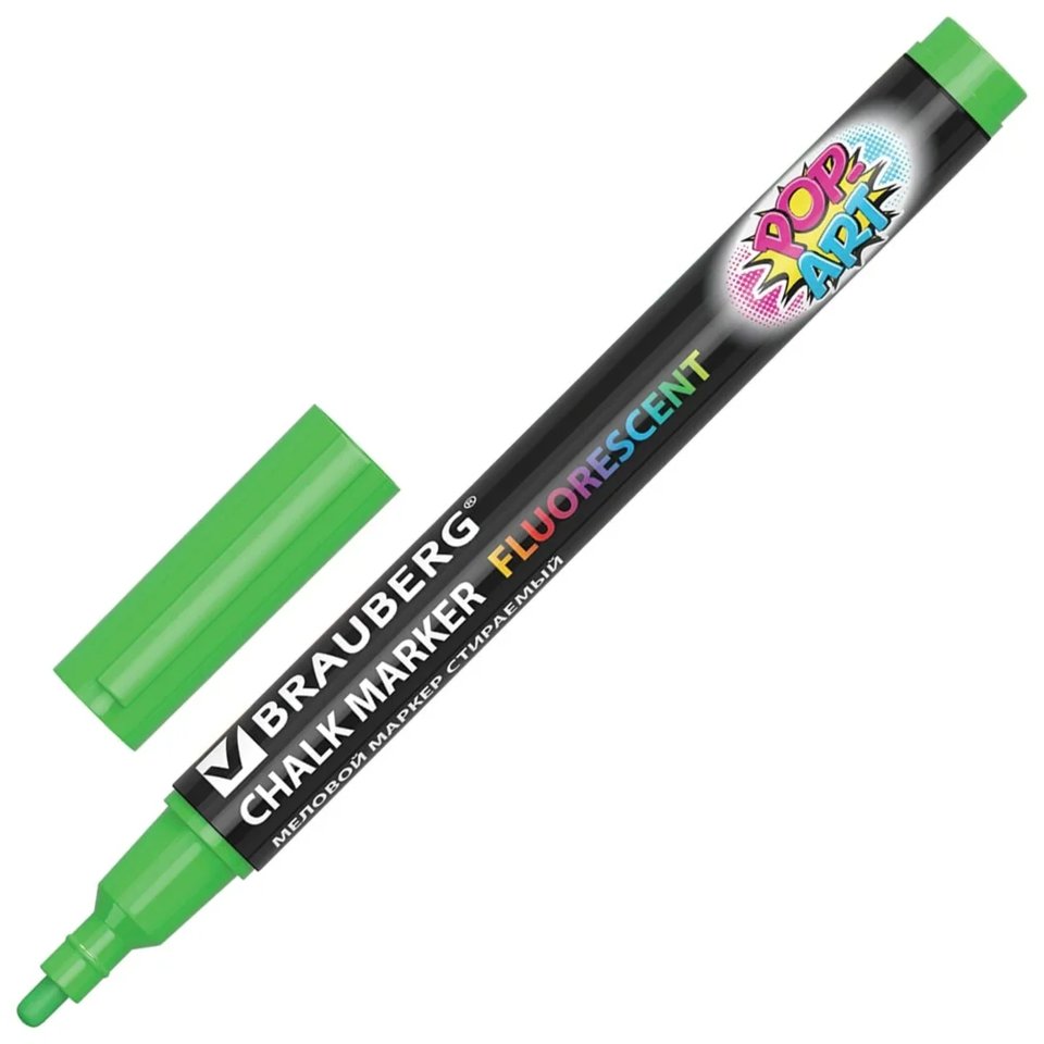 маркер мелковый 3мм для доски витража круглый 3мм зеленый pop-art br151524