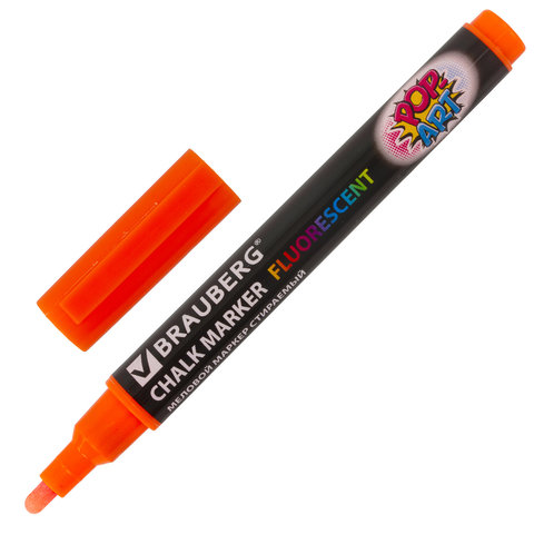 маркер мелковый для доски и витража круглый 3мм оранжевый pop-art br151523