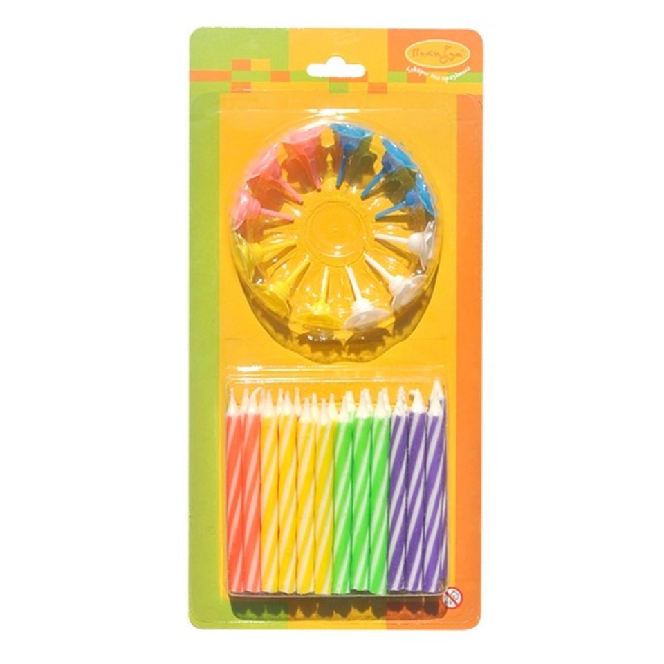 свечи для торта 2-х цветные 24 штуки 24888