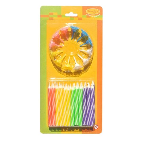 свечи для торта 2-х цветные 24 штуки 24888