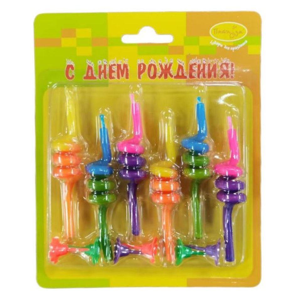 свечи для торта с подставками Пружинки 6 штук 77723