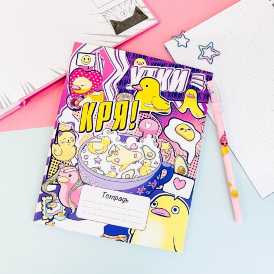 тетрадь 24 листа Утки Кря в клетку тм-трв-13