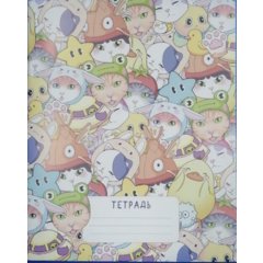 тетрадь 24 листа SWEETCAT коты, лягушечки, собачки клетка трв-57