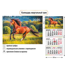 календарь квартальный 3 блока 3 гребня офис Символ Года 9429 2026г