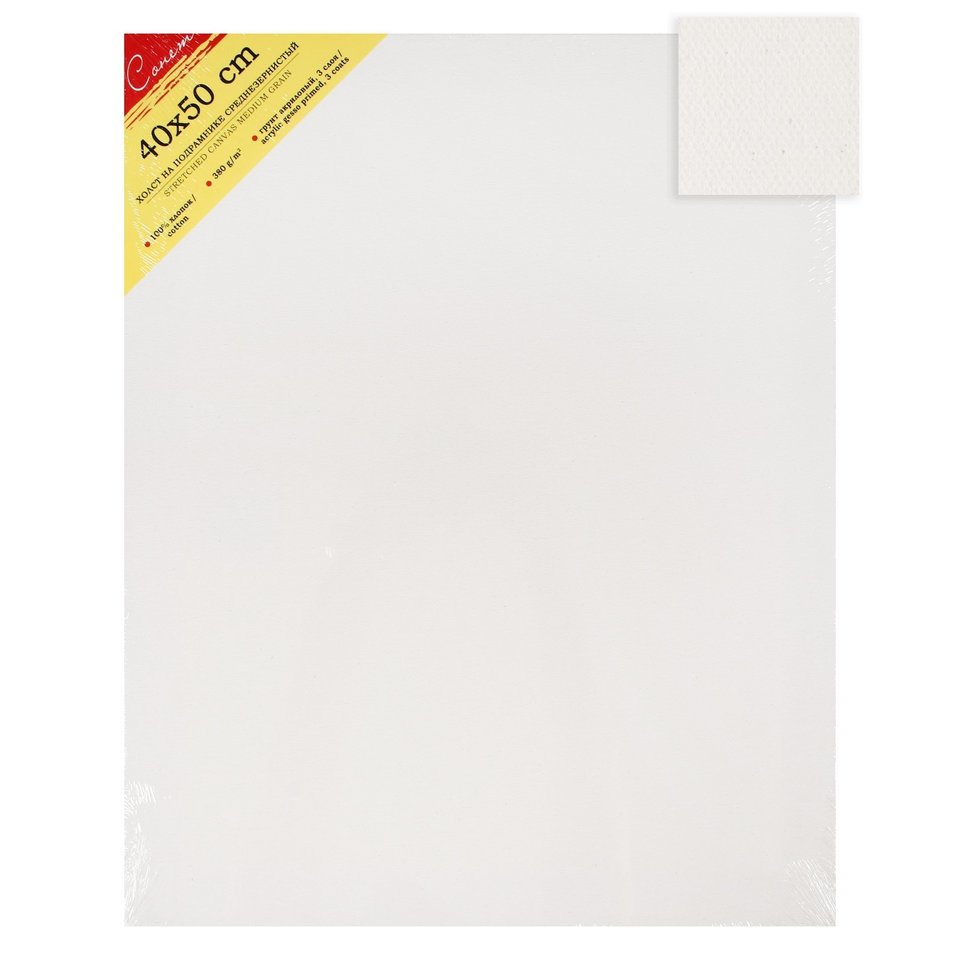 художественный холст на подрамнике 30х40см 100%хлопок 380г/м Сонет e5305